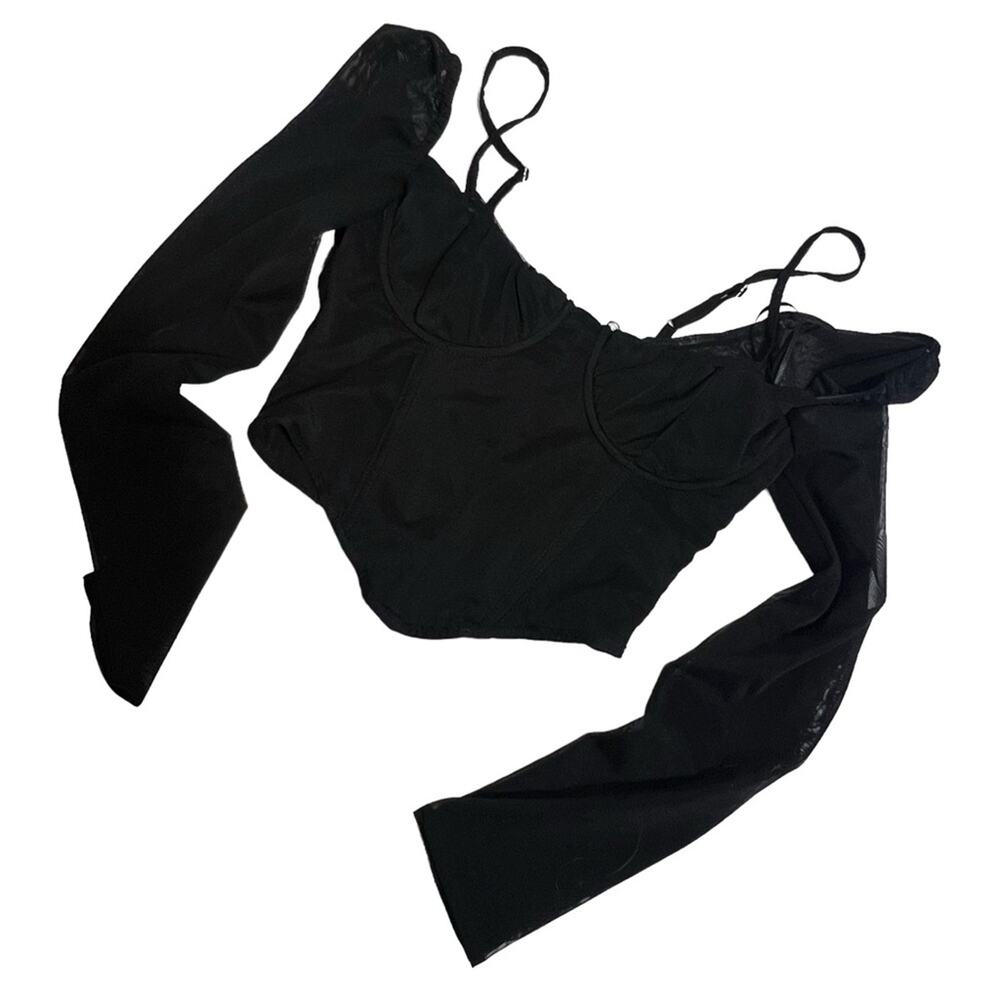 NWT White Fox Treat Me Well Long Sleeve Bustier Black Sz XS - Picture 5 of 7